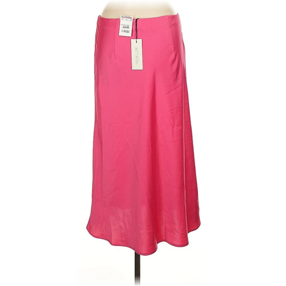 Rachel Zoe Hot Pink Satin Bias-Cut Midi Skirt – Size 6 (NWT) - Picture 2 of 5